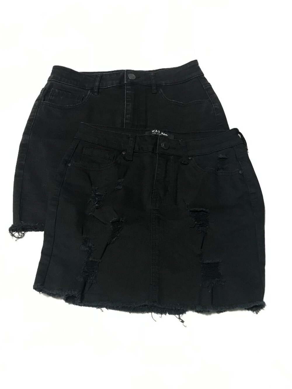 Black Denim Goth Punk Grunge Skirts lot SMALL Distressed Ripped
